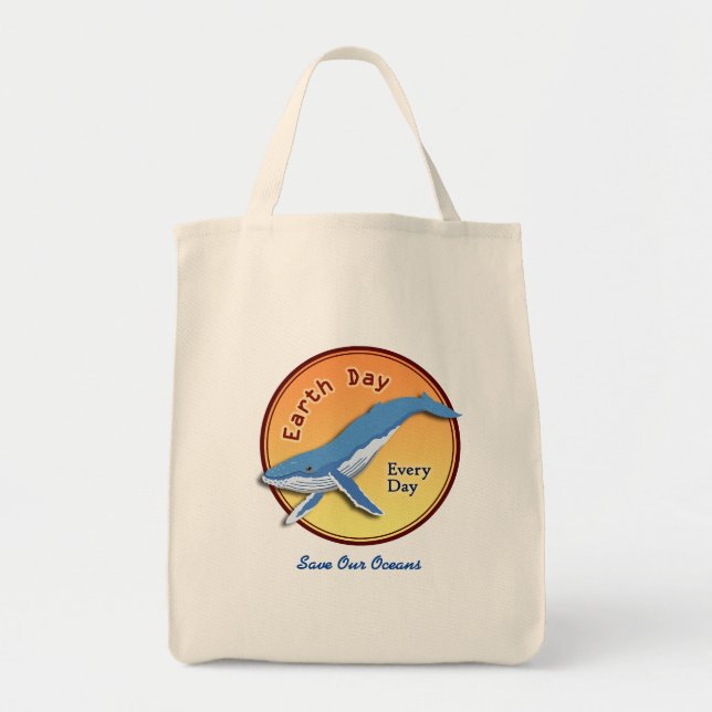Sac fourre-tout d'épicerie de baleine de jour des  (Devant)