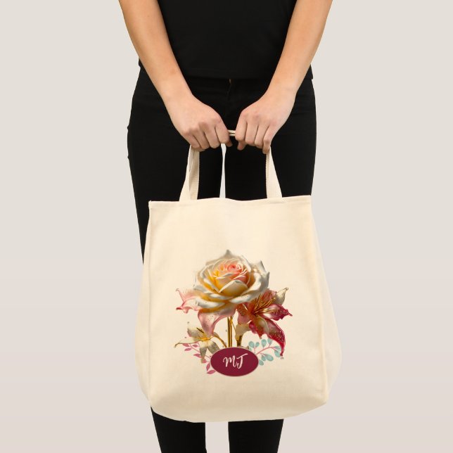 Sac fourre-tout d'épicerie Monogram Rose White Ros (Devant (produit))