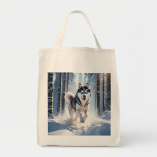 Sac fourre-tout d'épicerie Sibérien Husky élégant
