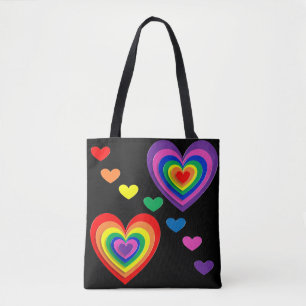 sac fourre-tout des coeurs arc-en-ciel
