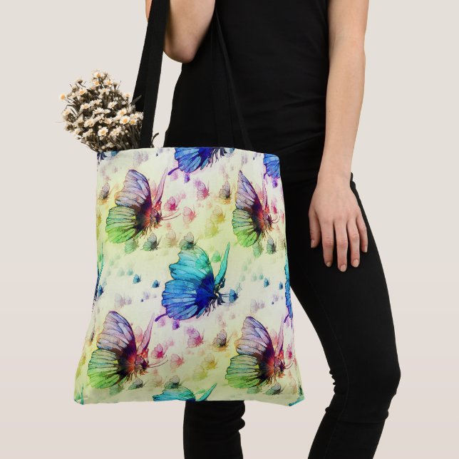 Sac fourre-tout des papillons aquarelle (De près)
