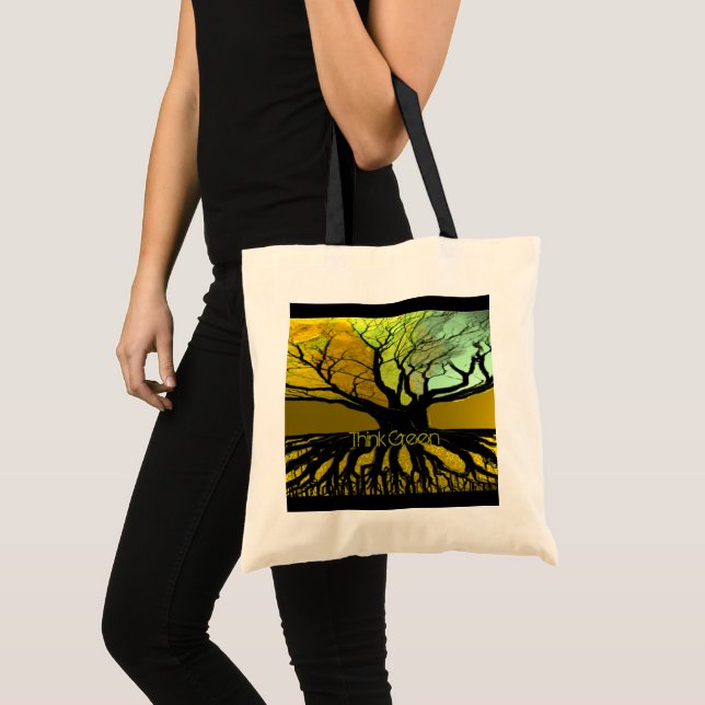 Sac fourre-tout des racines d'arbre vert - Pensez  (Devant (produit))