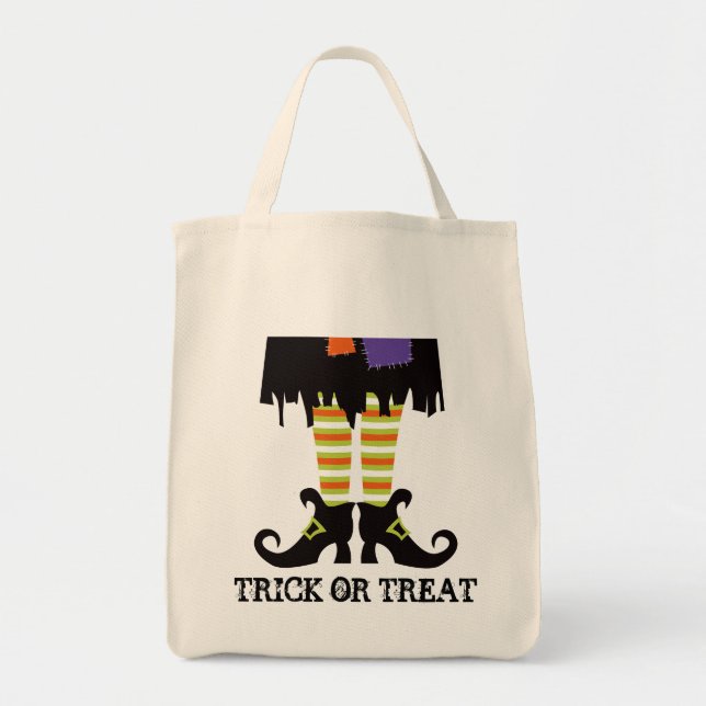 Sac fourre-tout d'Halloween avec Jambes de sorcièr (Devant)
