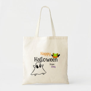 Sac fourre-tout d'Halloween joyeux avec ghostie et