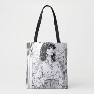 Sac fourre-tout d'illustration de fille manga déli