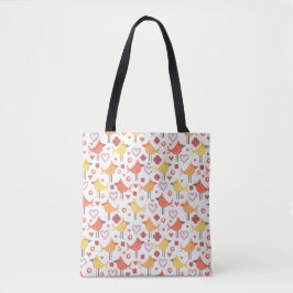 Sac fourre-tout d'impression des oiseaux heureux