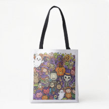 Sac fourre-tout doodle Halloween effrayant 