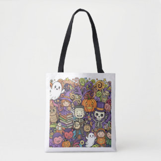 Sac fourre-tout doodle Halloween effrayant 