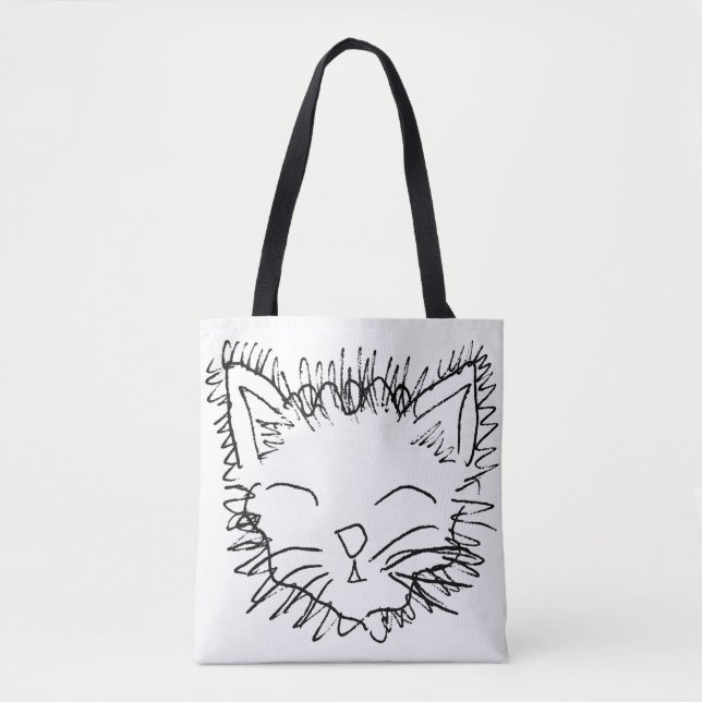 Sac fourre-tout drôle à dessin de chat (Devant)