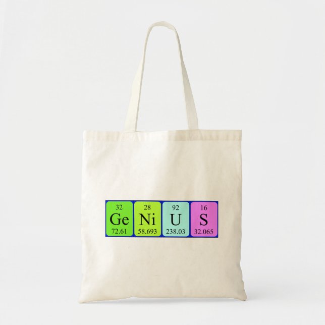 Sac fourre-tout du nom de table périodique du géni (Devant)