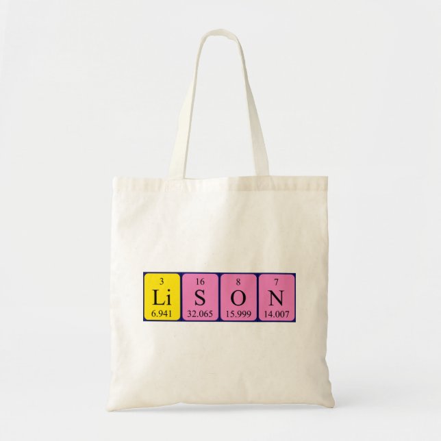 Sac fourre-tout du nom de table périodique Lison (Devant)