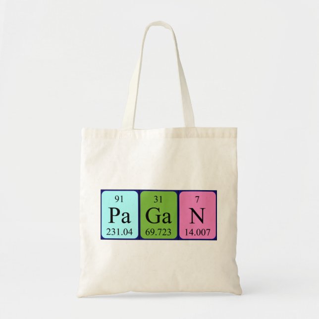 Sac fourre-tout du nom de table périodique païen (Devant)
