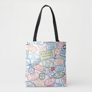 sac fourre-tout du voyageur avec timbres de passep