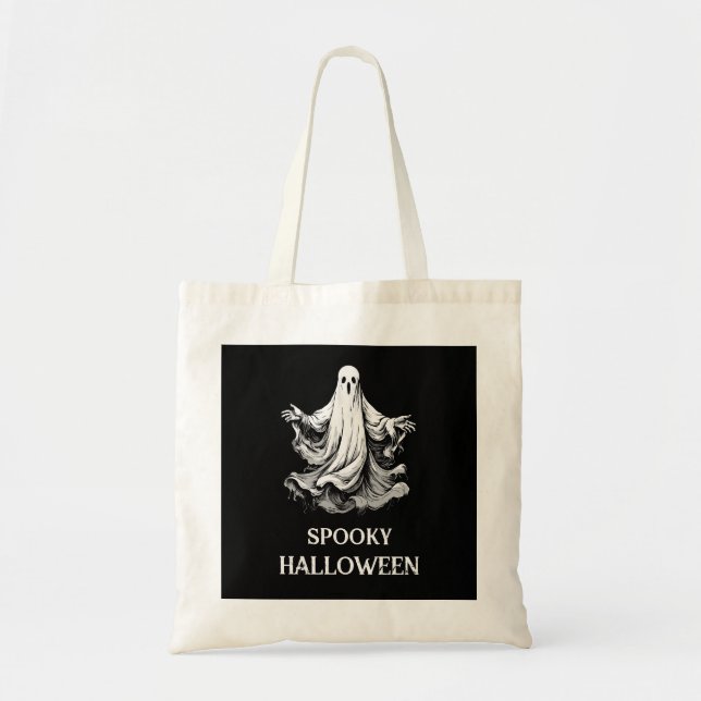 Sac fourre-tout éffrayant d'Halloween avec fantôme (Devant)