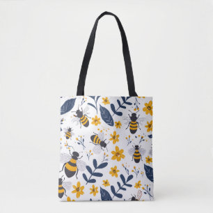 Sac fourre-tout élégant à motifs floraux et d'abei