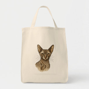 Sac fourre-tout élégant au portrait de chat boho