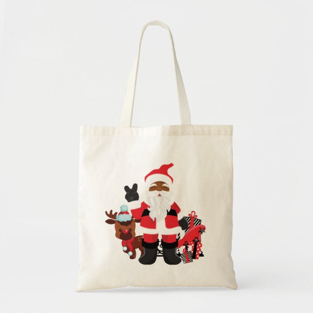 Sac fourre-tout Elf Black Père Noël personnalisé (Devant)