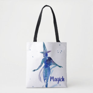 Sac fourre-tout en Aquarelle Bleue Magick Witch