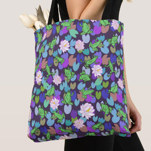 Sac fourre-tout en art et nénuphars de grenouille