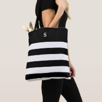 Sac fourre-tout en bande blanche et noire monogram