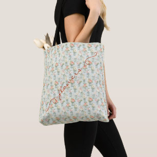 Sac fourre-tout en bocal Mason vert fleurs orange
