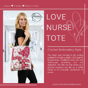 Sac fourre-tout en broderie au crochet de style in