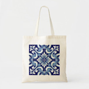 Sac fourre-tout en carreaux bleu portugais