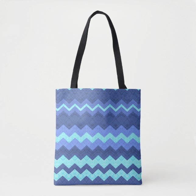 sac fourre-tout en chevron bleu (Devant)