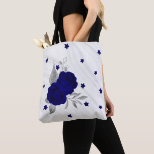 Sac fourre-tout en marbre à fleurs bleues royales