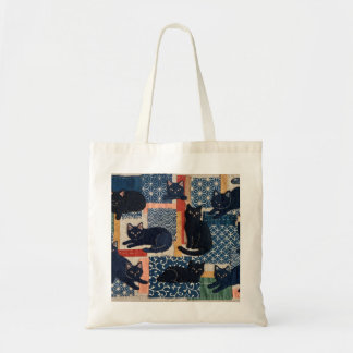 Sac fourre-tout en patchwork de chats noirs japona