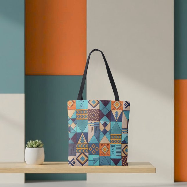 Sac fourre-tout en patchwork turquoise et orange (Créateur téléchargé)