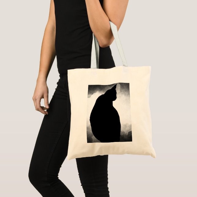 Sac fourre-tout en silhouette de chat noir (Devant (produit))