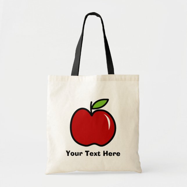 Sac fourre-tout enseignant avec pomme rouge | Pers (Devant)