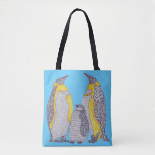 Sac fourre-tout - Famille Manchot (bleu clair)