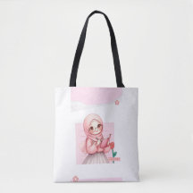 Sac fourre-tout fille Hijabi mignonne | Toile esth