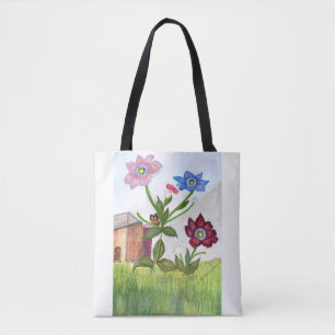 Sac fourre-tout fleur sauvage de peinture aquarell