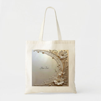 Sac fourre-tout fleurs blanches perles moderne