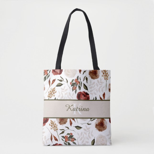 Sac fourre-tout floral à monogramme (Devant)