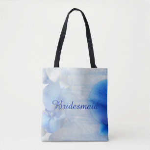 Sac fourre-tout floral à orchidées aquarelles bleu