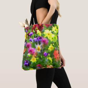 Sac fourre-tout floral abstrait à impressions de