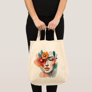 Sac fourre-tout Floral Abstrait Face Art