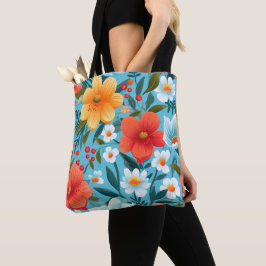 Sac fourre-tout floral avec des fleurs colorées et