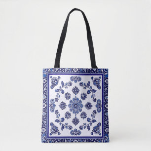 Sac fourre-tout Floral Bleu Élégant   Élégant et p