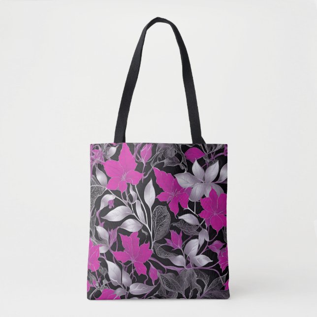 Sac fourre-tout floral chic avec Feuilles rose et  (Devant)