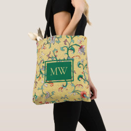 Sac fourre-tout Floral chinois jaune personnalisé 