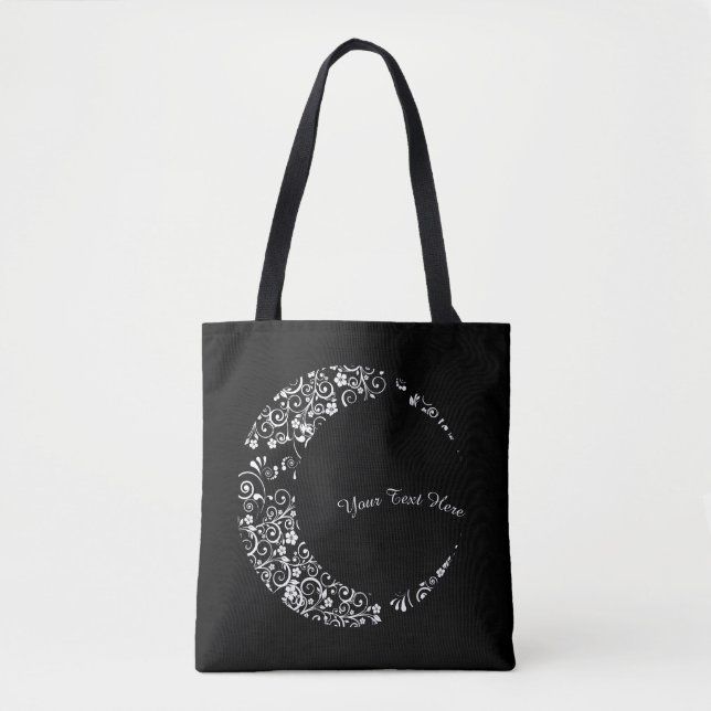 Sac fourre-tout Floral Crescent Lune personnalisé (Devant)