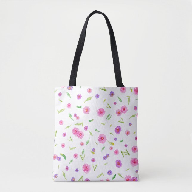 Sac fourre-tout Floral élégant - Peinture à la mai (Devant)