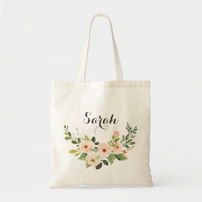Sac fourre-tout Floral flush vert personnalisé (Devant)
