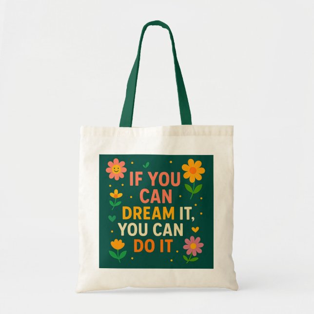 Sac fourre-tout Floral Inspirationnel - "Si vous p (Devant)