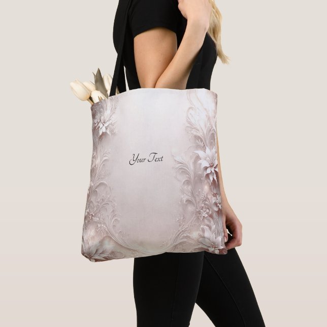 Sac fourre-tout floral ivoire blanc (De près)